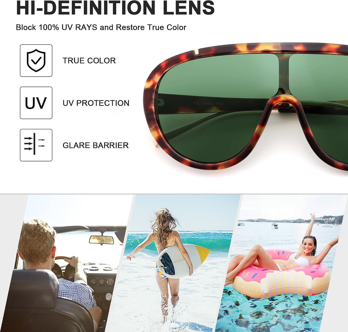 ÉÌƷͼƬ 39 | B085PPHWTZ | FEISEDY Retro Oversized Sunglasses Women Men One Piece Frame B2580