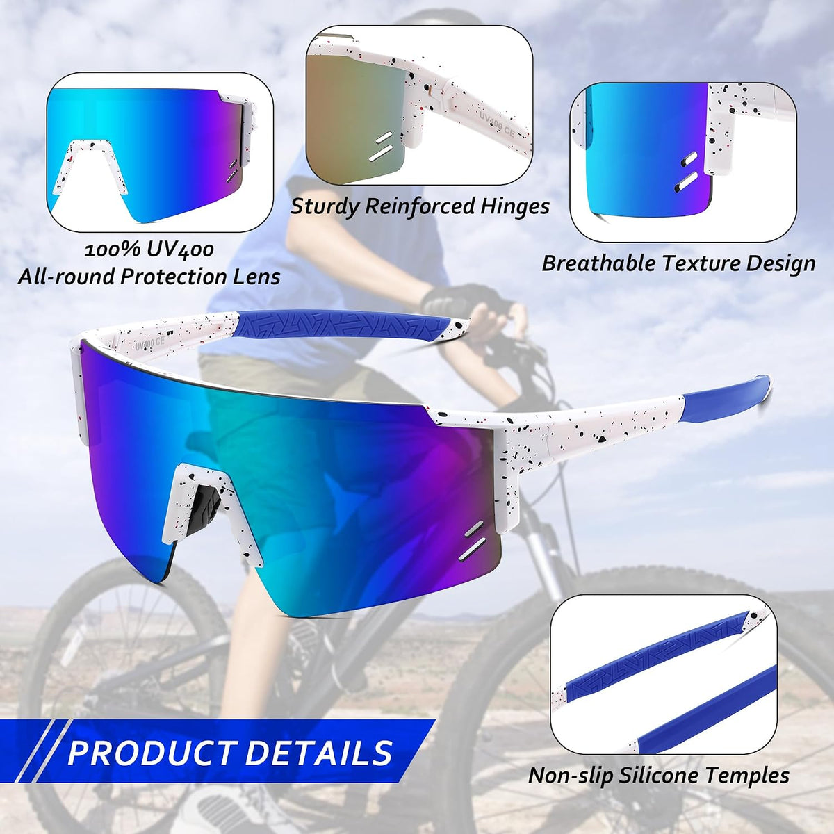ÉÌƷͼƬ 11 | B0CCJ9N8C5 | FEISEDY Kids Sports Sunglasses UV400 for Youth, Ages 8-16 B0048