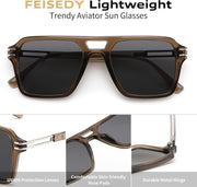 ÉÌƷͼƬ 11 | B0GVNPDBZQ | FEISEDY Retro Aviator Sunglasses Women Men 70s Trendy Square Shades B0422