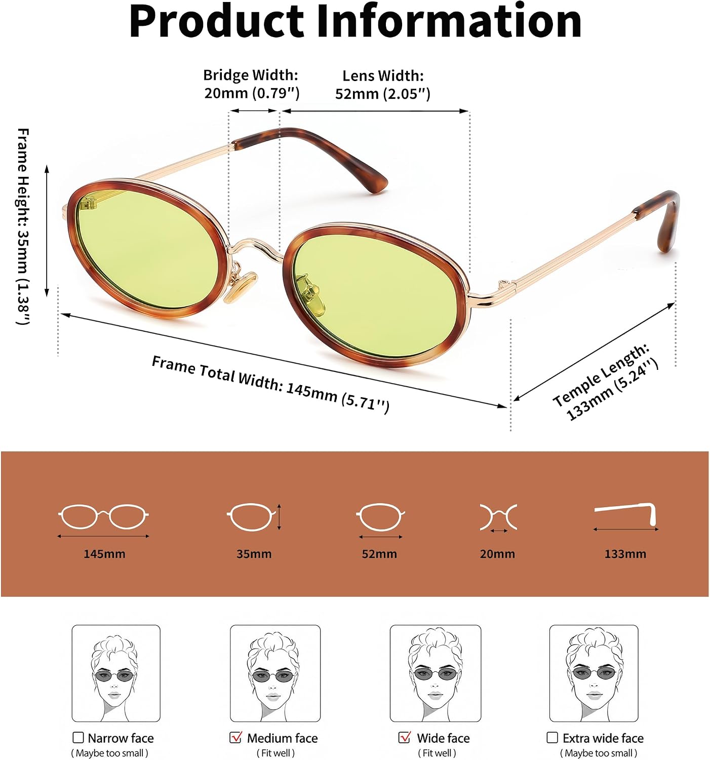 商品图片 34 | B0H2XM1HNJ | FEISEDY 90s Retro Oval Cat Eye Sunglasses UV400 Small Face B0450
