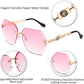 商品图片 36 | B083VRLS2Q | FEISEDY Classic Rimless Sunglasses Women Metal Frame Diamond Cutting Lens Sun Glasses B2567