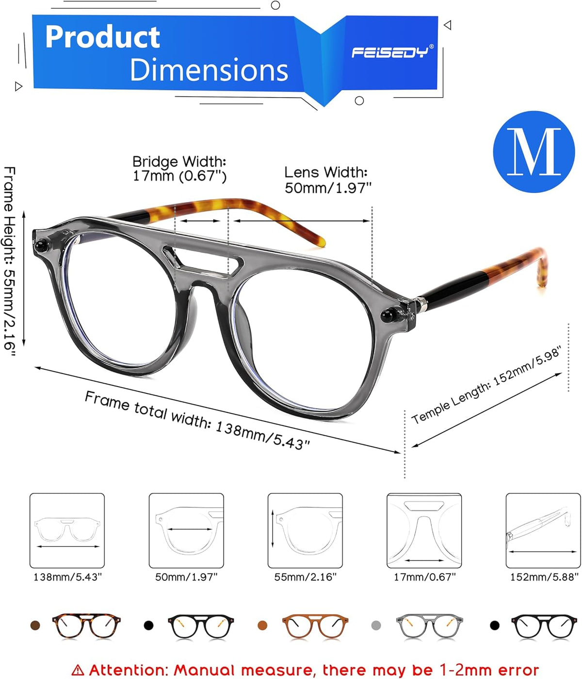 ÉÌƷͼƬ 25 | B0CJMDW1B6 | FEISEDY 70s Aviator Blue Light Blocking Glasses Square Pilot Frame Anti Glare Computer Glasses Women Men B0052