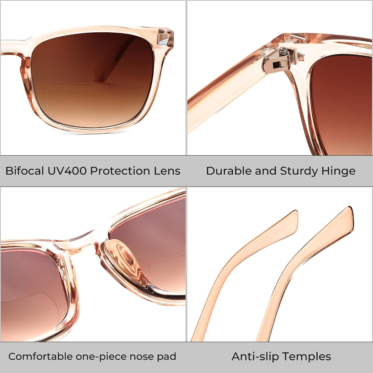 ÉÌƷͼƬ 24 | B0DFPVZVTV | FEISEDY Classic Bifocal Reader Sunglasses for Women Men Square Blue Light Reading Glasses B0231