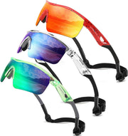 3pack Transparent Grey & Blue+transparent Green & Green+spot Red / 125 Millimeters | B0DZH36QWD | FEISEDY Kids Polarized Sports Sunglasses, TR90 UV400 Baseball Cycling