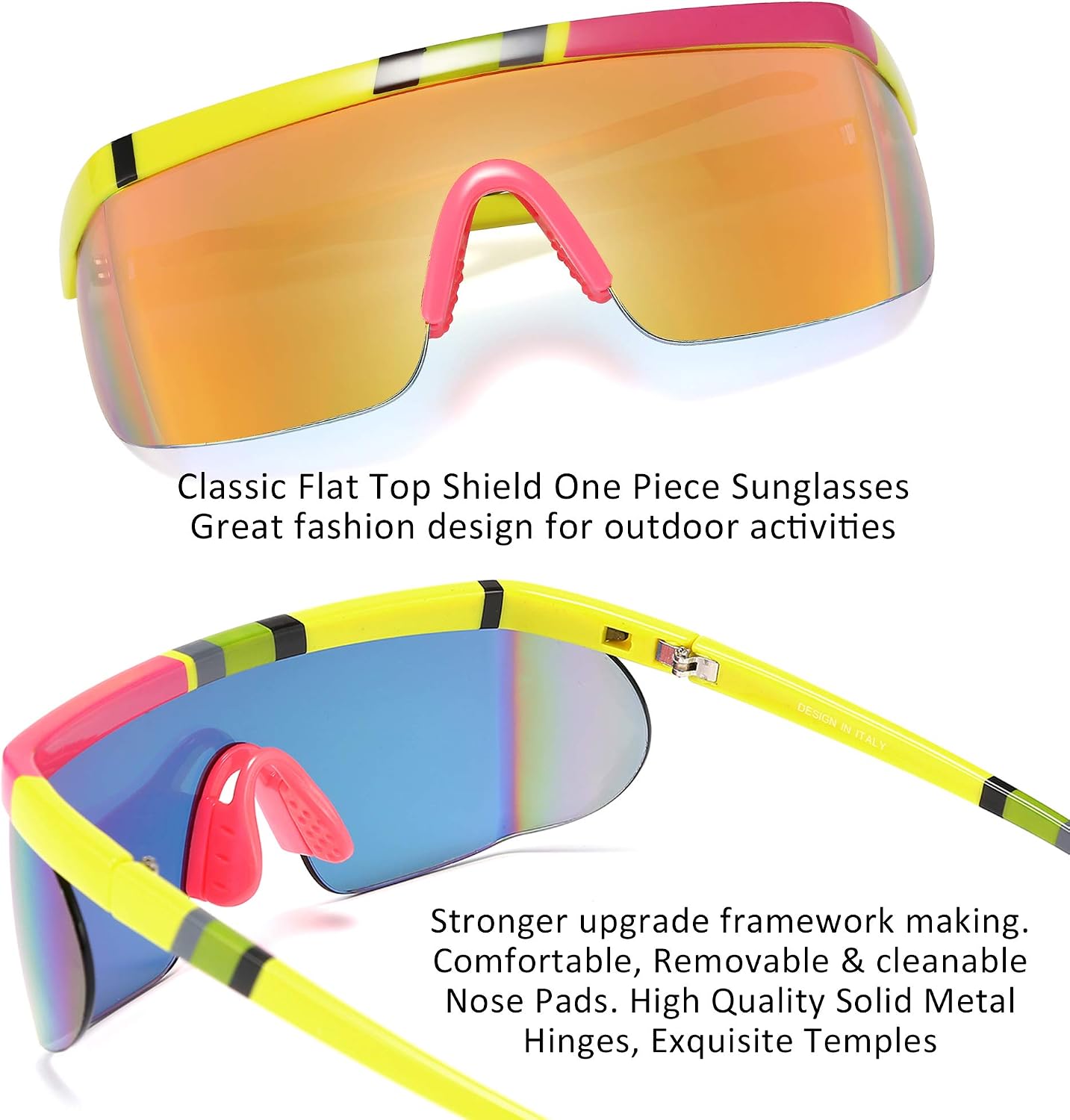 商品图片 30 | B096SD9GGG | FEISEDY Oversized Mirror Shield Sport 80s Sunglasses Ski Goggles Flat Top One Piece Futuristic Visor Women Men B2522