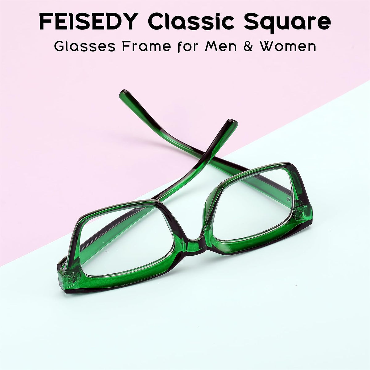 ÉÌƷͼƬ 15 | B082SGFPVF | FEISEDY Glasses Frame Womens, Square Thick Eyeglasses Frame, Classic Eyewear for Men B2461