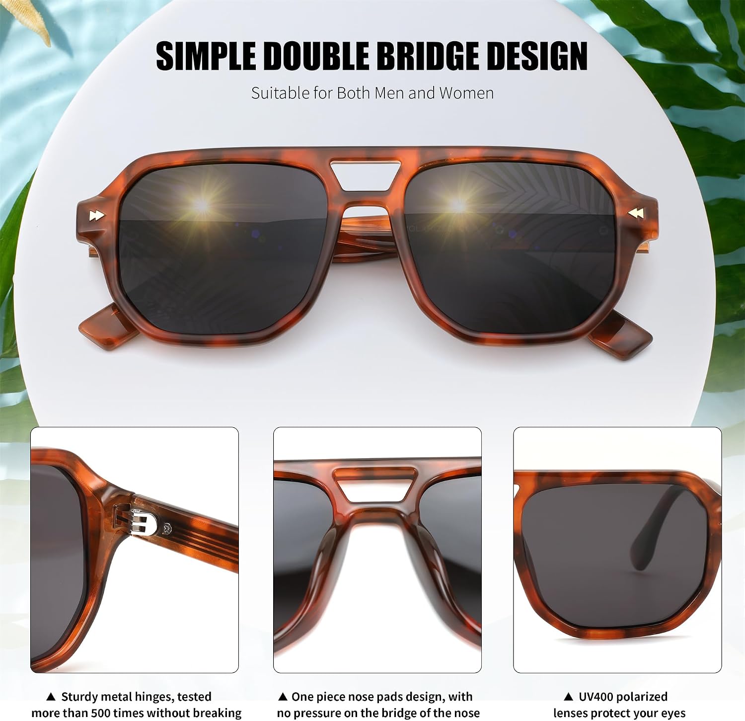 商品图片 27 | B0DSH2BVX5 | FEISEDY Polarized Aviator Sunglasses Men Women, Retro 70s Style Design - UV400 Protection, Driving & Daily Wear B0203