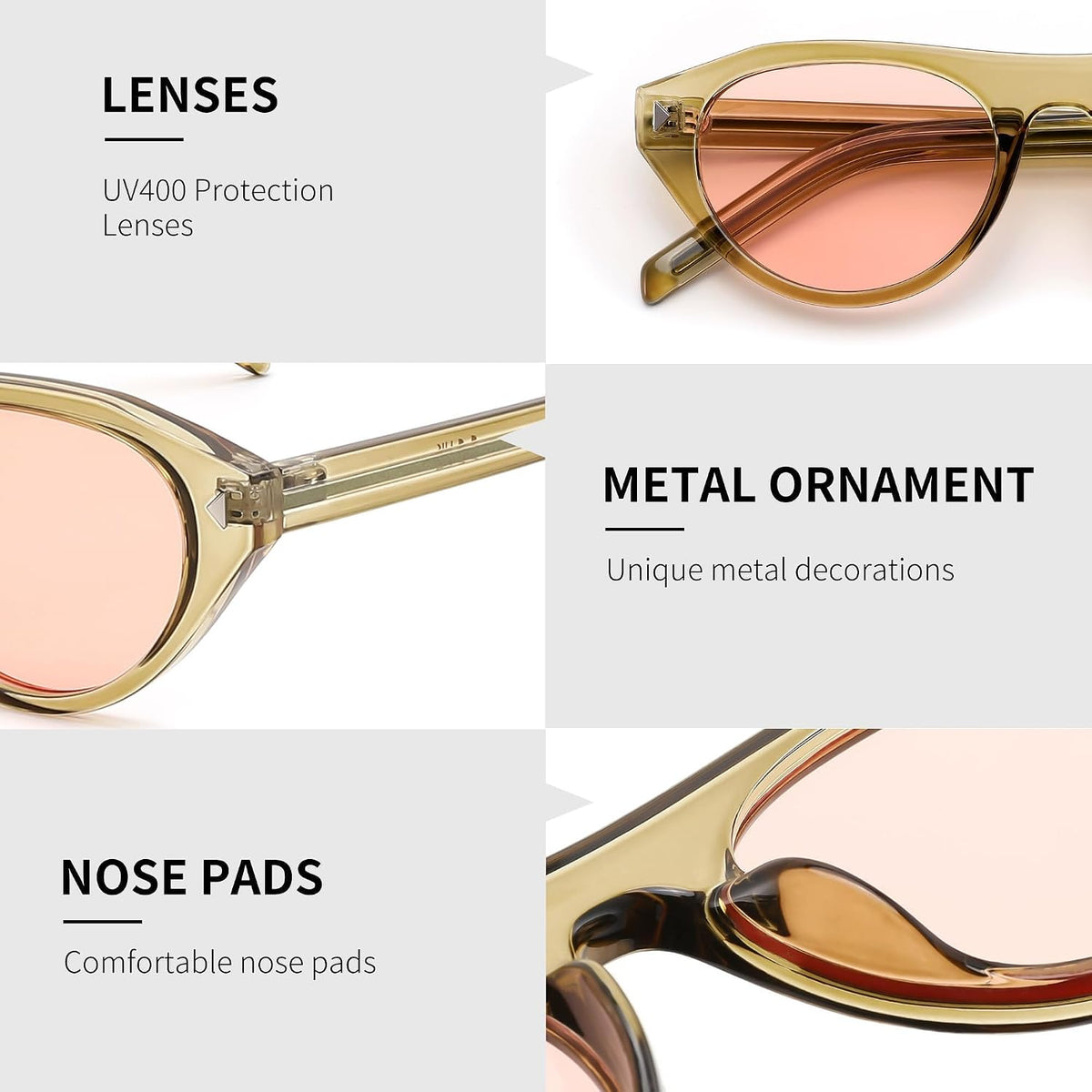 ÉÌƷͼƬ 26 | B0GSYML7HF | FEISEDY Retro Oval Cat Eye Sunglasses for Women Men B0411