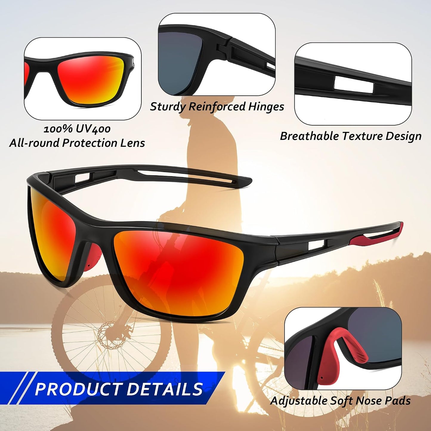 商品图片 12 | B0CTXW1SQG | FEISEDY Sports Polarized Sunglasses For Men Women Cycling Driving Fishing Running UV400 Protection B0125