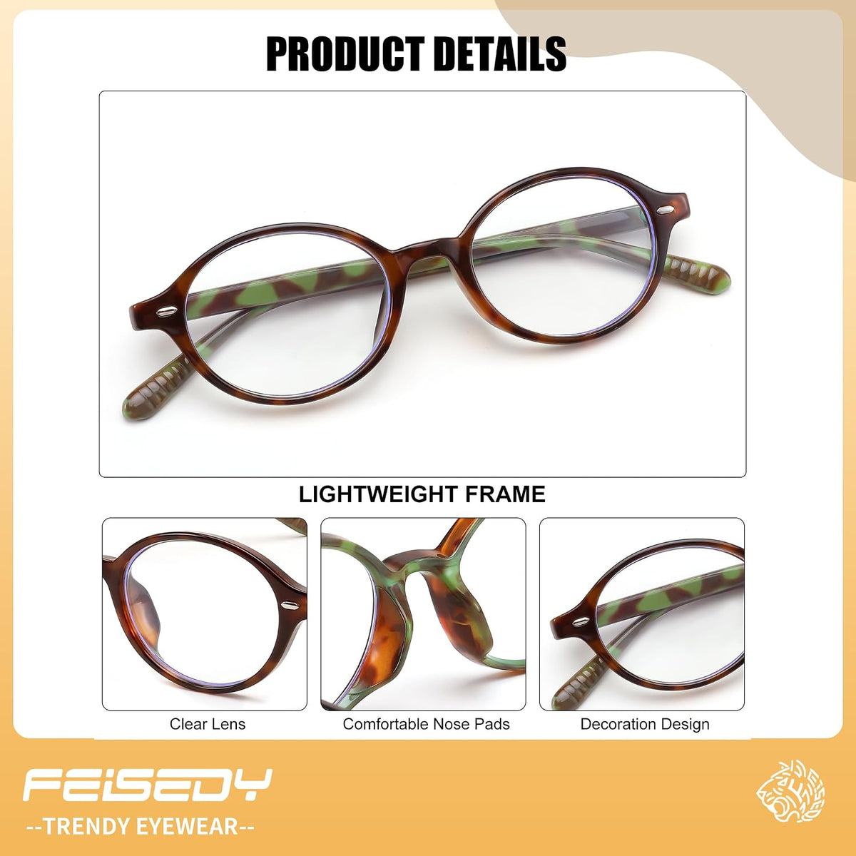 ÉÌƷͼƬ 52 | B0DJ4YNFXZ | FEISEDY Vintage Oval Blue Light Glasses for Women Men Stylish Lightweight 90s Eyeglasses Fake Nerd Y2k Eyewear Frame B0242