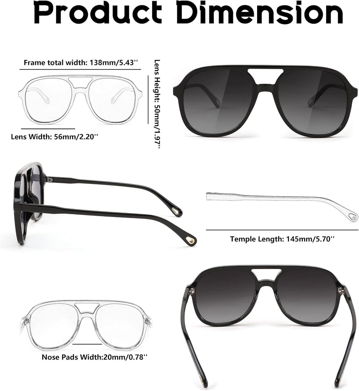 ÉÌƷͼƬ 37 | B0C27PGFFJ | FEISEDY Retro Aviator Sunglasses Women Men Classic Square Shades Trendy Sun Glasses UV400 Protection B2394