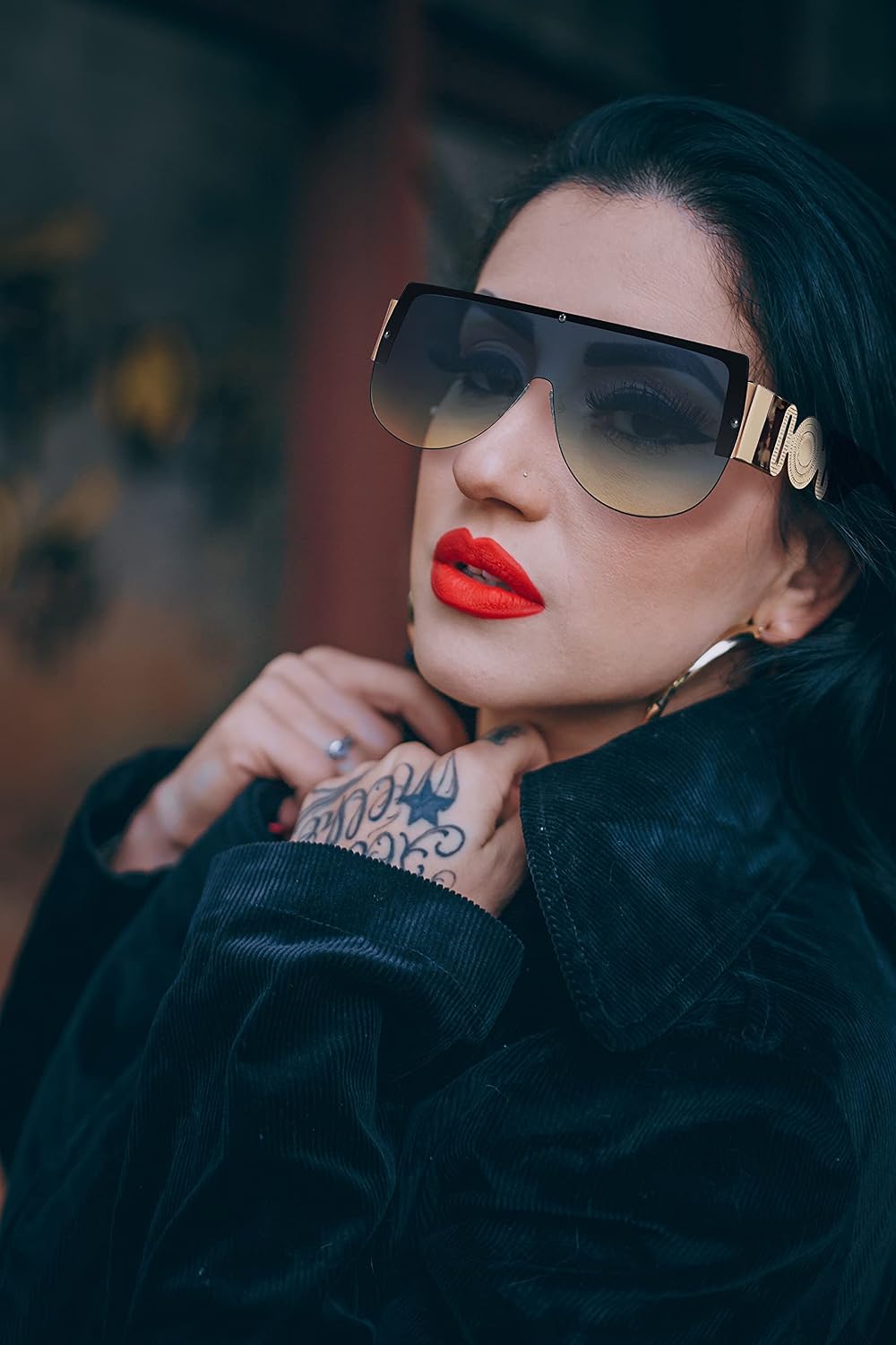 商品图片 9 | B095WNLFX1 | FEISEDY Fashion Oversized Sunglasses Women Trendy Designer One Piece Stylish UV400 Protection B2748