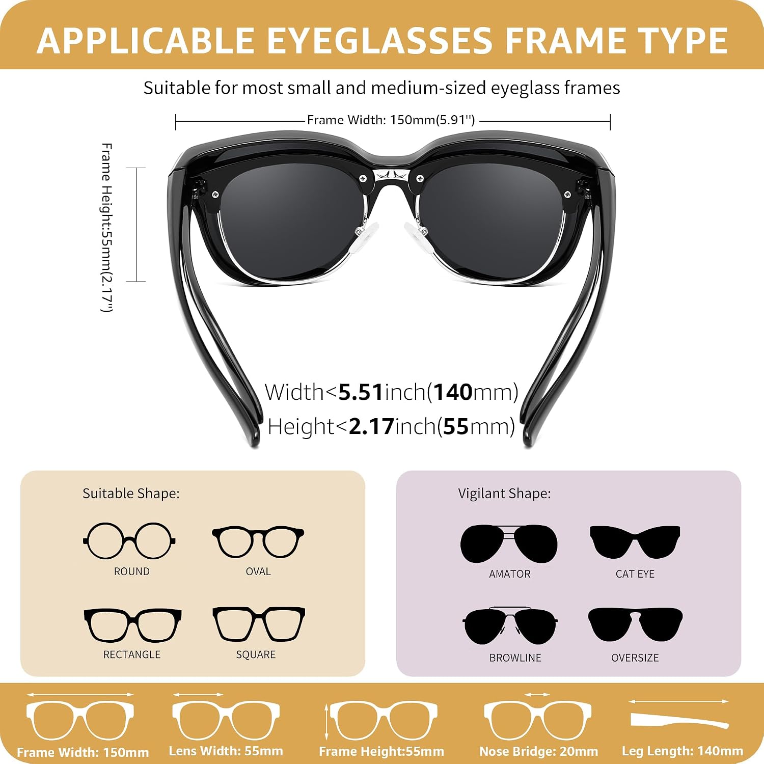 商品图片 19 | B0FRRT5Z37 | FEISEDY Fit Over Glasses Polarized Sunglasses, UV400 Protection for Driving & Outdoor Activities B0328