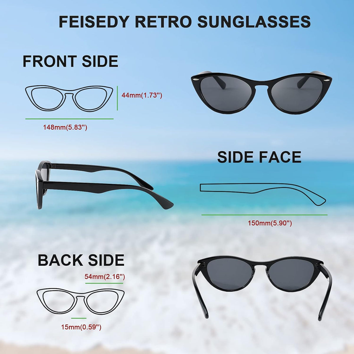 ÉÌƷͼƬ 22 | B08B8G5GR9 | FEISEDY Retro Cat Eye Sunglasses Women Men Vintage Small Cateye UV400 Sunglasses B2617
