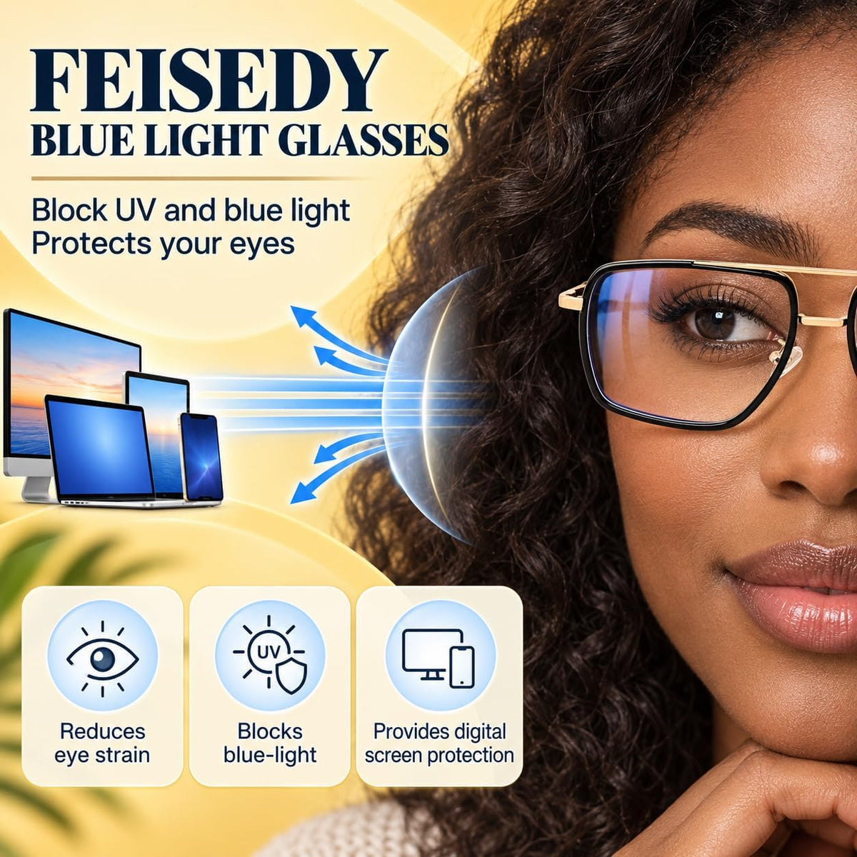 ÉÌƷͼƬ 18 | B0HJH5CP7F | FEISEDY Metal Blue Light Aviator Glasses for Women Men B0491