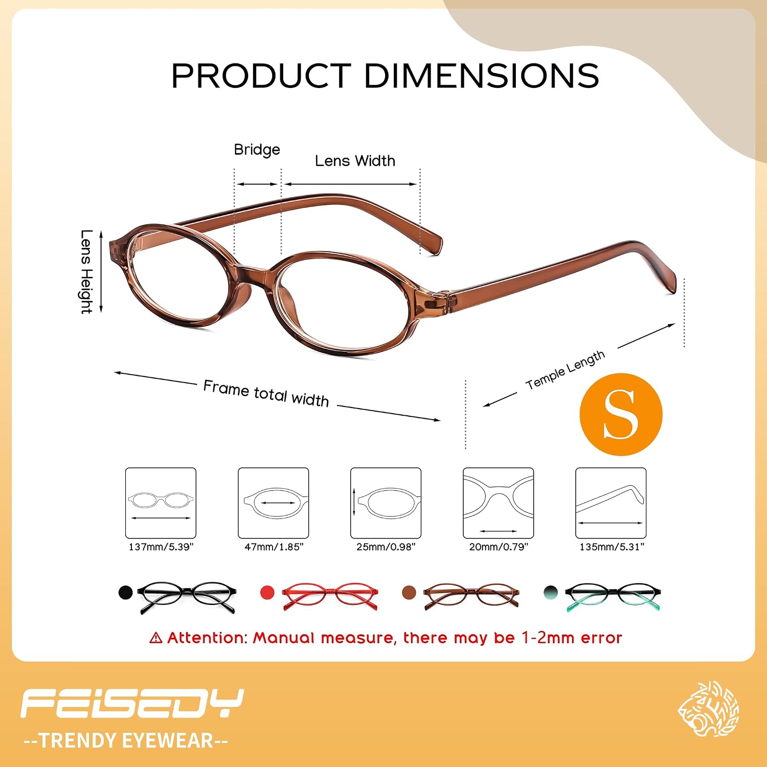 商品图片 6 | B0DKNKBFBX | FEISEDY Y2K Retro Oval Nerd Blue Light Glasses for Women B0258