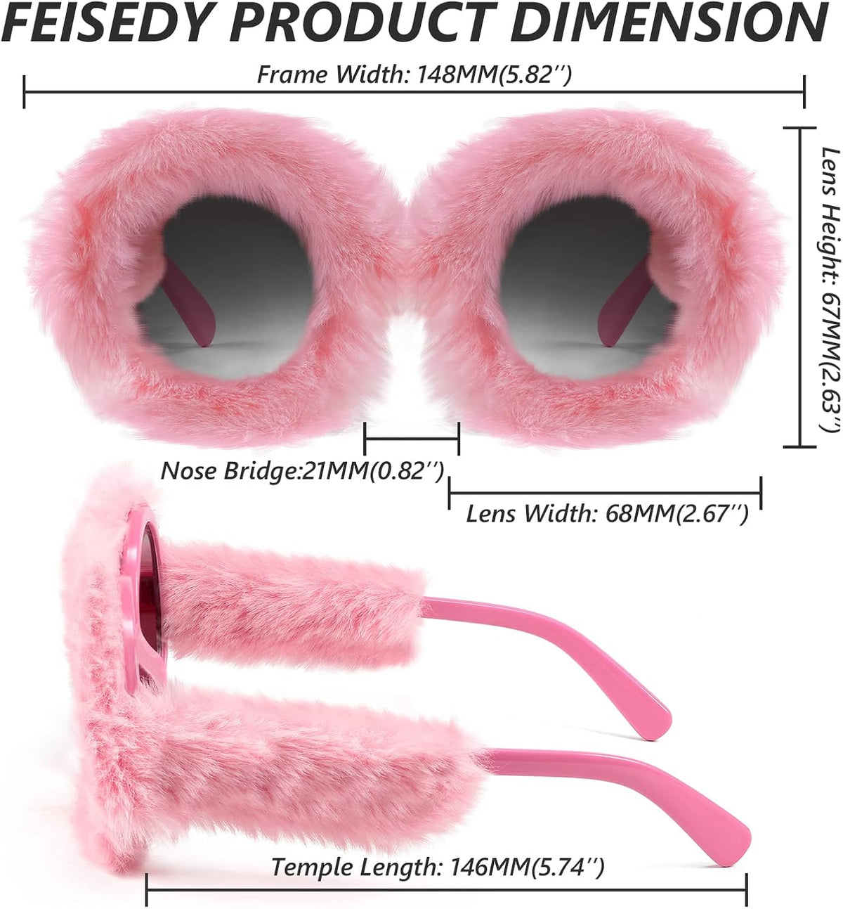 ÉÌƷͼƬ 93 | B09PN9V5N6 | FEISEDY Sunglasses Women Plush Fuzzy Soft Velvet Party Masquerade B2877
