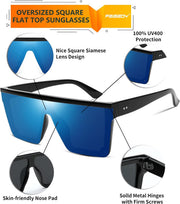 ÉÌƷͼƬ 109 | B09H6XXSDN | FEISEDY Oversized Sunglasses Mens Womens Flat Top Square Trendy Visor Shades UV400 B2470