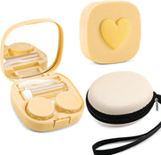 Yellow | B0CNCYQ7MR | FEISEDY Portable Cute Contact Lens Case Remover Tool With Mirror Tweezers Kit for Women and Girl B0081