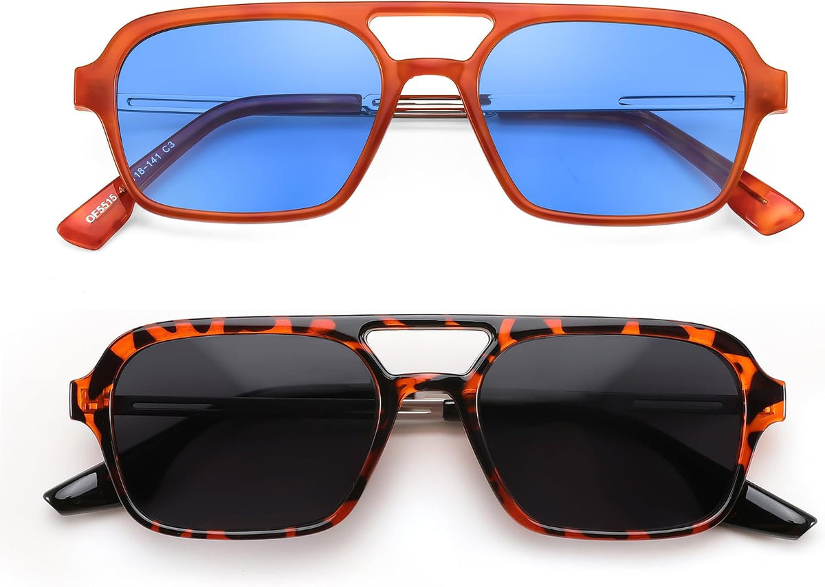 ÉÌƷͼƬ 20 | B0925V3NP4 | FEISEDY Vintage Square 70s Flat Aviator Sunglasses Women Men Metal Design Shades B2752