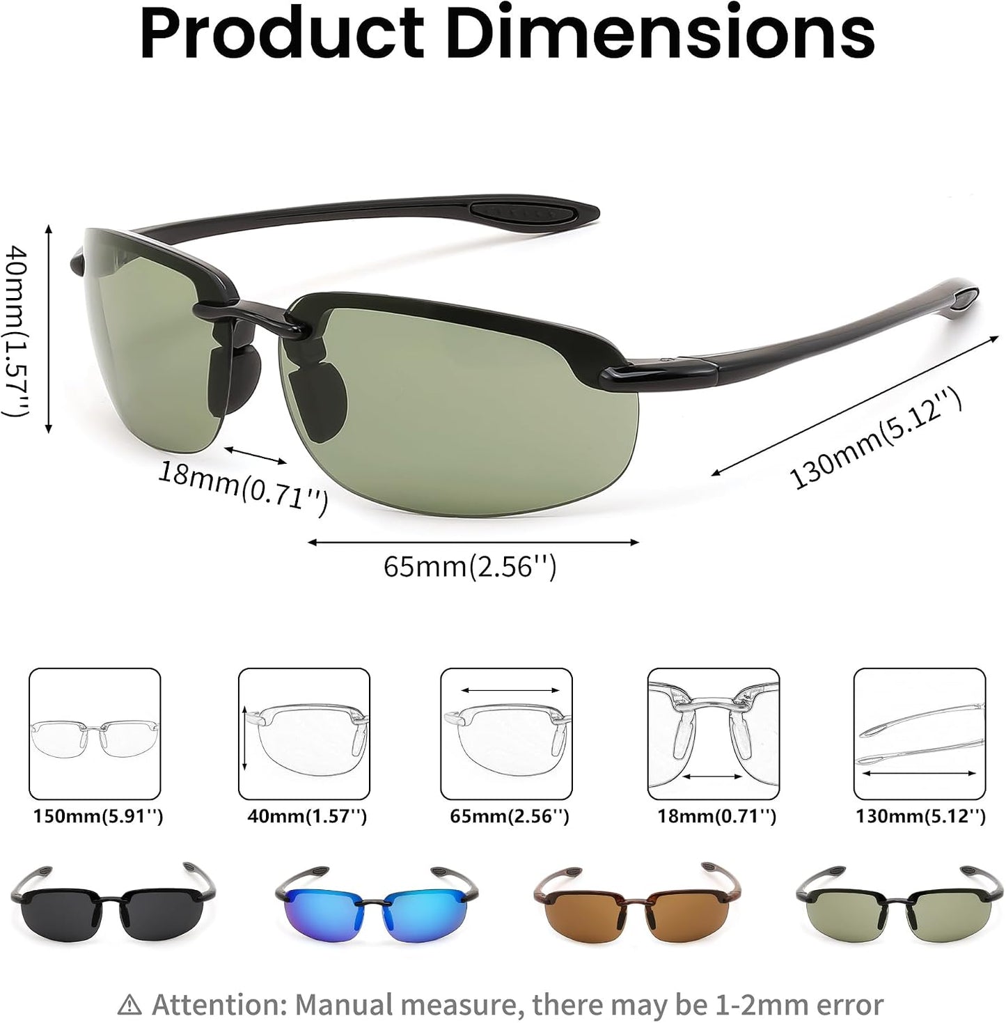 商品图片 25 | B0FY1FT8ZN | FEISEDY Sports Sunglasses for Men Women TR90 Rimless Frame for Running Fishing Driving B0349