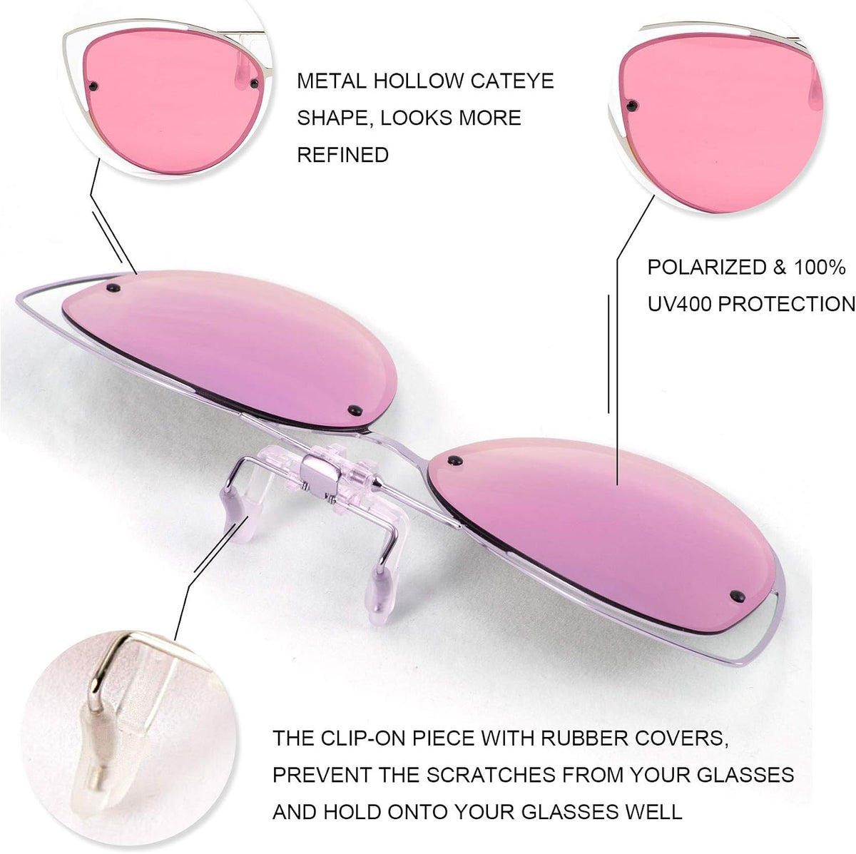 ÉÌƷͼƬ 27 | B08JBZ13MB | FEISEDY Polarized Cat Eye Flip Up Clips On Sunglasses Women Men B2670