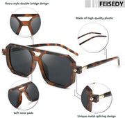 ÉÌƷͼƬ 88 | B09YTJ4FQZ | FEISEDY Vintage Square 70s Flat Aviator Sunglasses Women Men Classic Retro Stylish Frame UV400 Sunglasses B2622