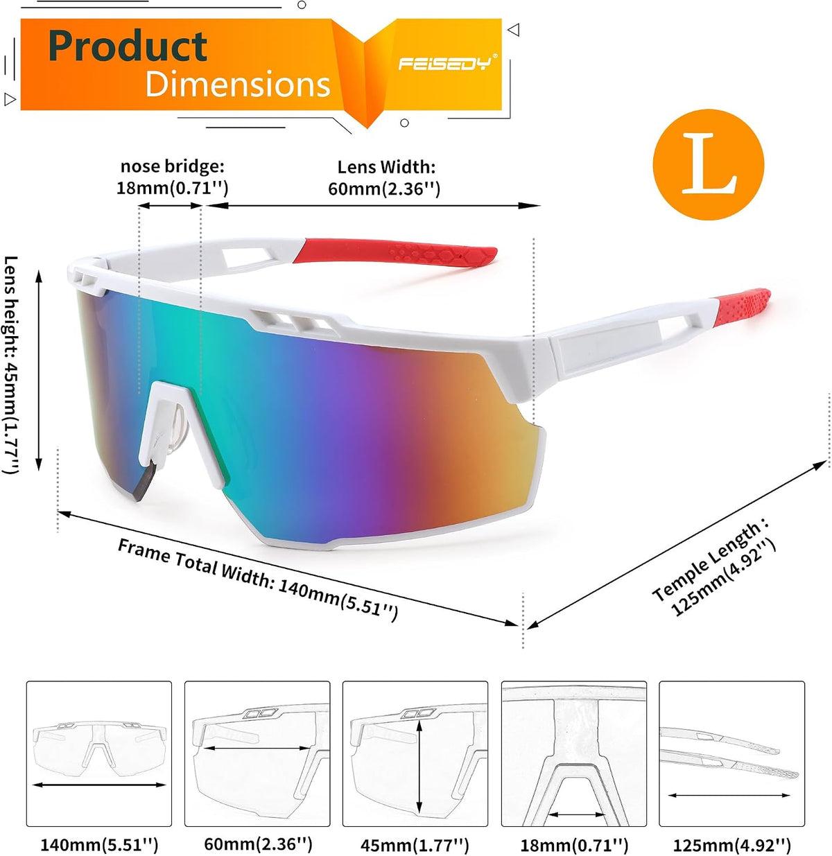 ÉÌƷͼƬ 15 | B0CBRSHNT3 | FEISEDY Sports Sunglasses for Men and Women, UV400 Protection Cycling Goggles Golf Baseball Driving Fishing B0022