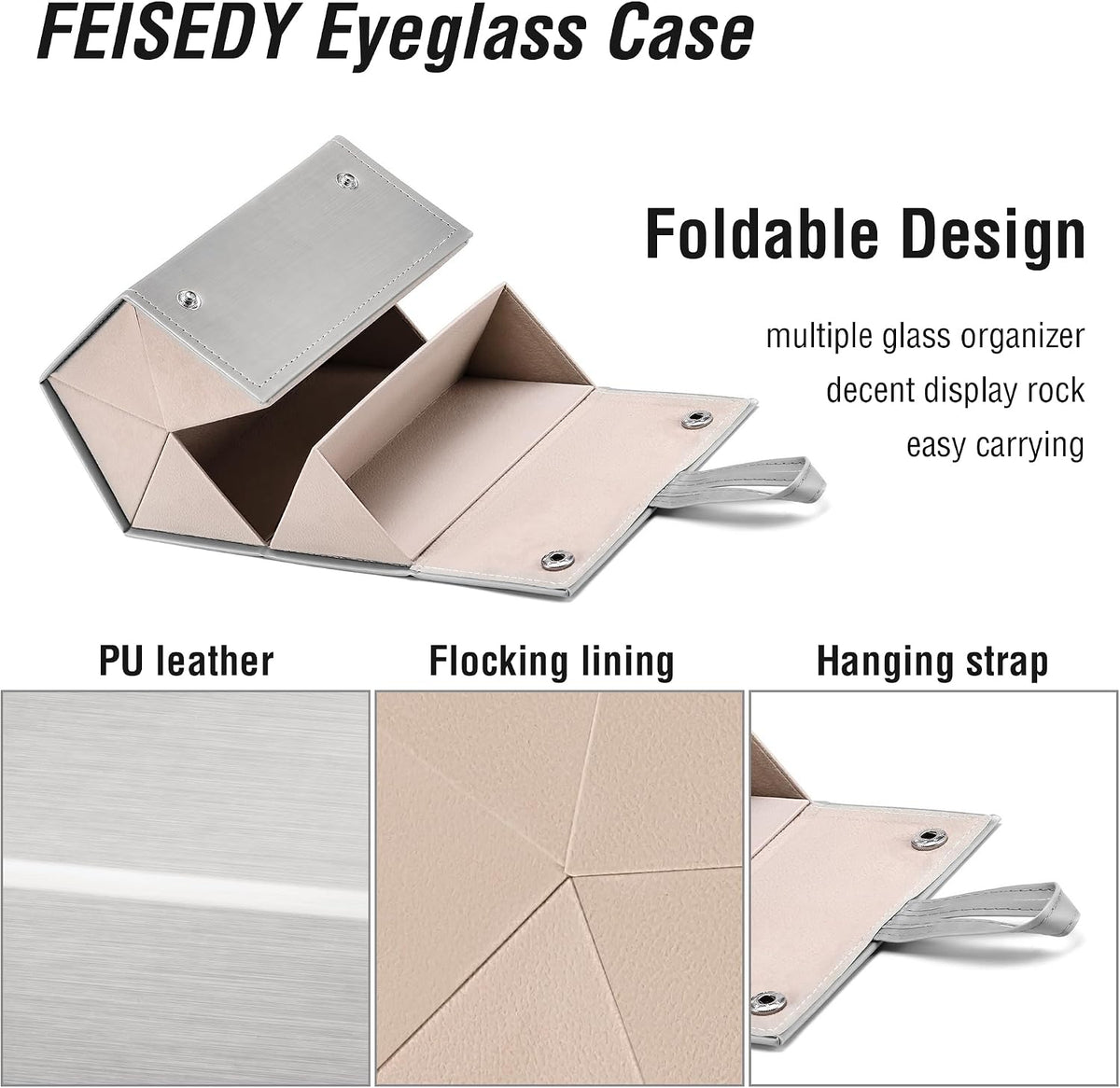 ÉÌƷͼƬ 9 | B0CSFHKMSS | FEISEDY Sunglasses Organizer 5 Slots Travel Glasses Case,Hanging Eyewear Holder Fashionable PU Leather Eyeglass Case B0087