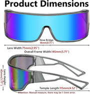 ÉÌƷͼƬ 14 | B0D3PKKSD9 | FEISEDY Trendy Futuristic Wrap Sunglasses Flat Top Mirrored One Piece Lens Reflective Sun Glasses for Women Men B0161