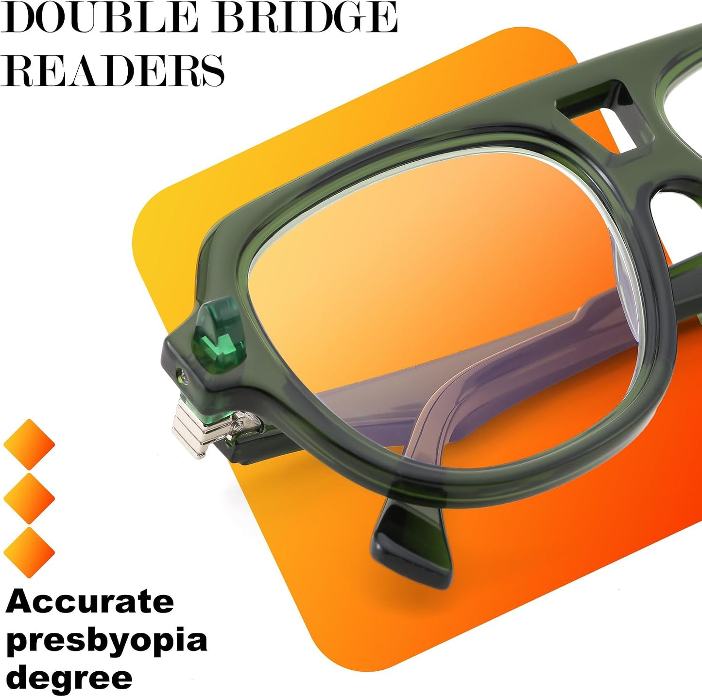 商品图片 21 | B0F32R72G4 | FEISEDY Stylish Reading Glasses for Woman Men Trendy Retro Double Bridge Readers B0287