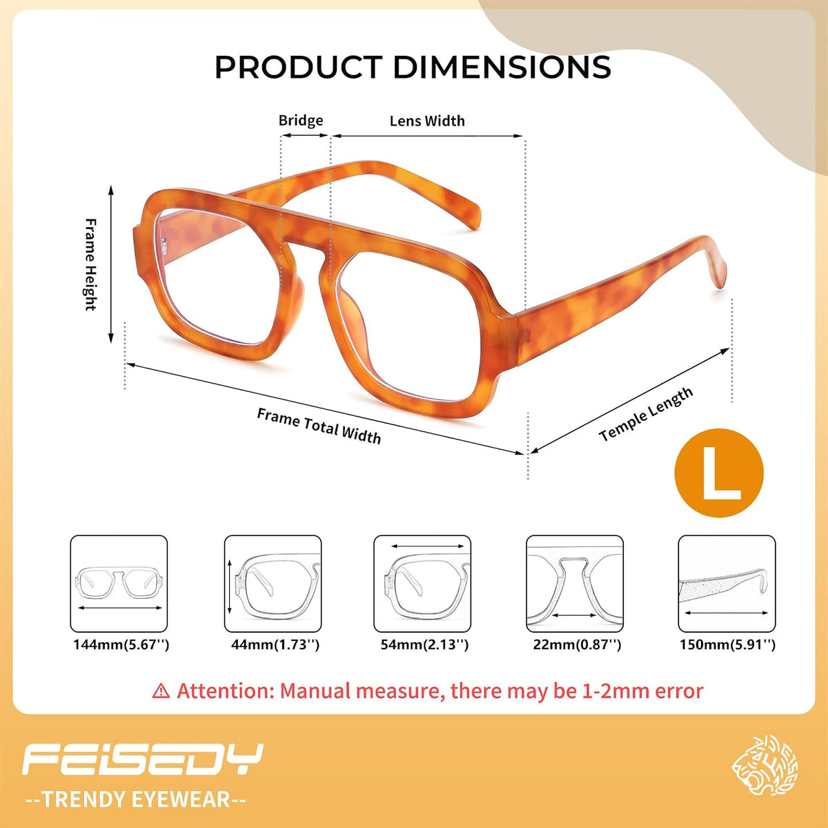 ÉÌƷͼƬ 19 | B0F26B3L2C | FEISEDY Fashion Aviator Blue Light Blocking Glasses for Woman Men B0285