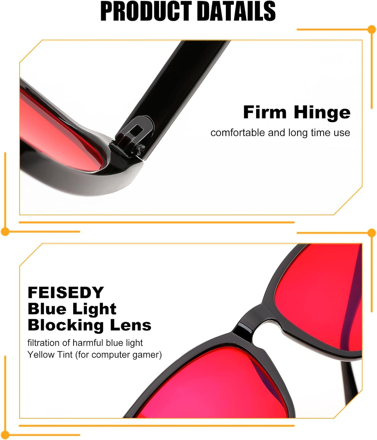 ÉÌƷͼƬ 21 | B0FQ5DRDJG | FEISEDY Orange Blue Light Blocking Glasses for Woman Men Amber Lenses Computer Gaming Glasses for Better Sleep