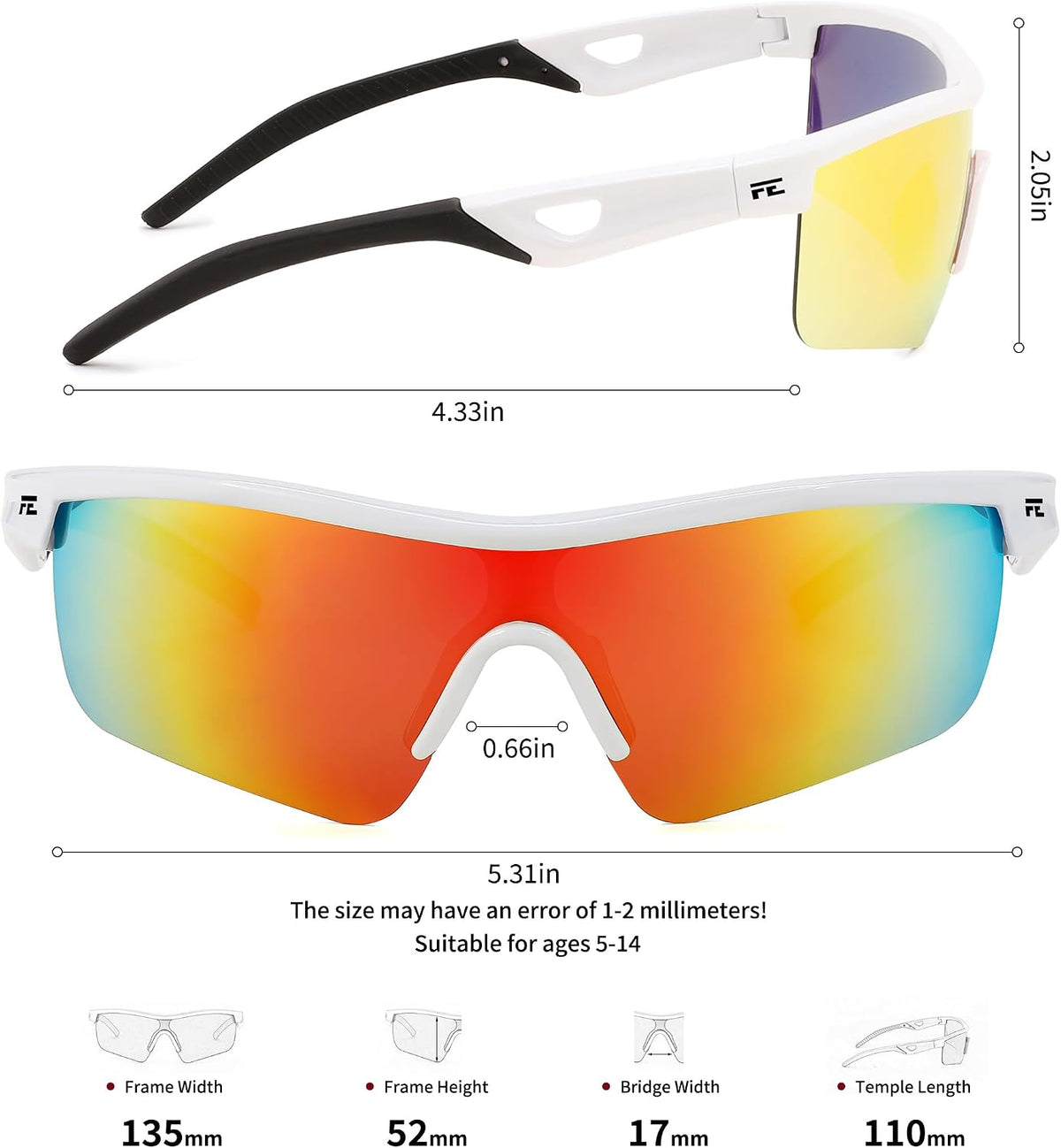 ÉÌƷͼƬ 172 | B07JZ18KMZ | FEISEDY Kids Polarized Sports Sunglasses, TR90 UV400 Baseball Cycling