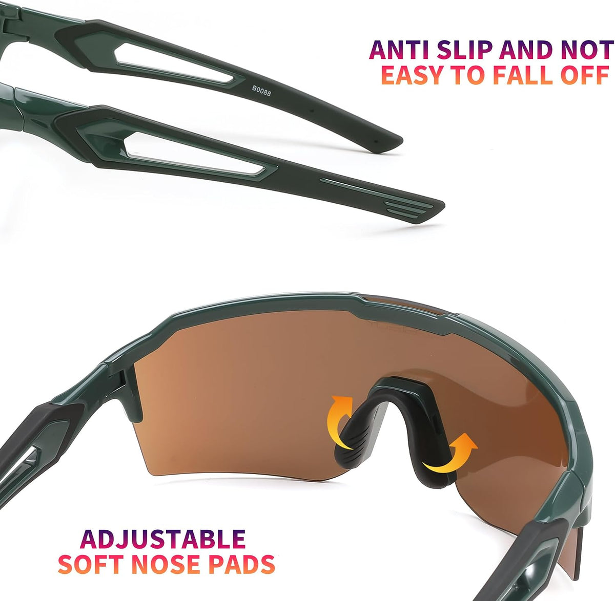 ÉÌƷͼƬ 18 | B0CVWYCSZS | FEISEDY Sports Sunglasses for Men Women Baseball Cycling Running Driving Glasses UV400 B0088