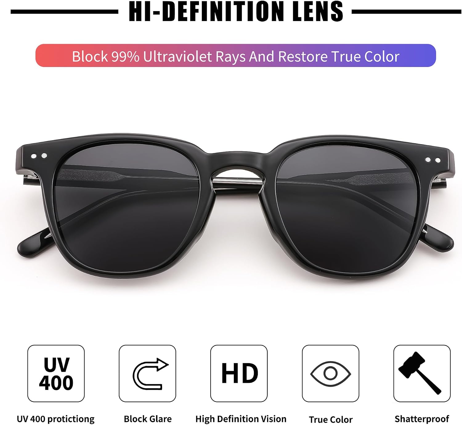 商品图片 4 | B0CCPBD9GS | FEISEDY Classic Polarized Sunglasses Retro Round Sunglasses for Women Men Trendy Shades B0002