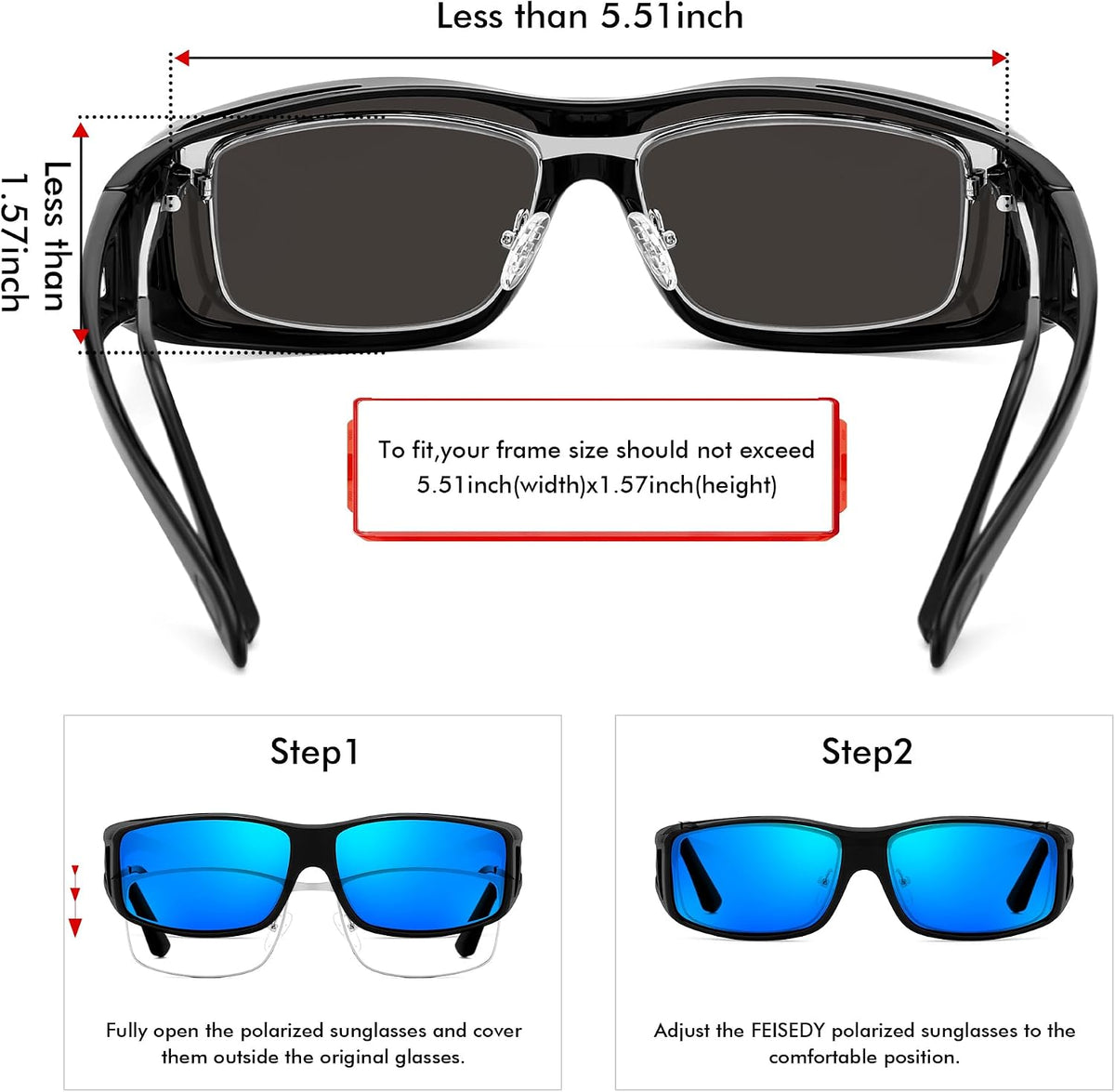 ÉÌƷͼƬ 13 | B089YRDYMP | FEISEDY Polarized Fit Over Glasses Sunglasses Men Women Wrap Around B2593