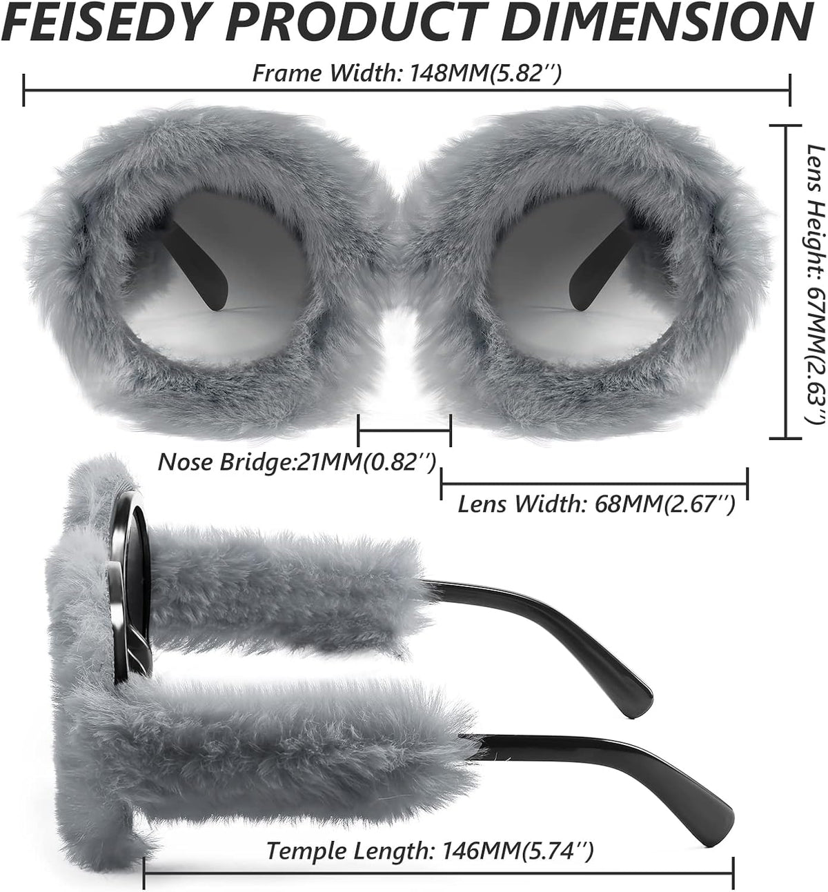 ÉÌƷͼƬ 62 | B09PN9V5N6 | FEISEDY Sunglasses Women Plush Fuzzy Soft Velvet Party Masquerade B2877
