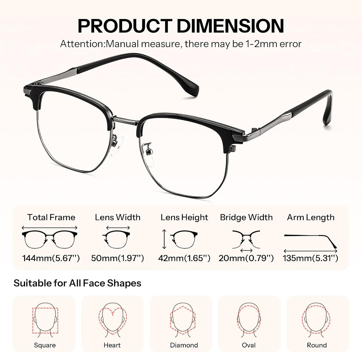 ÉÌƷͼƬ 18 | B0FKT9PDRD | FEISEDY Retro Semi Rimless Blue Light Glasses for Women Men B0438