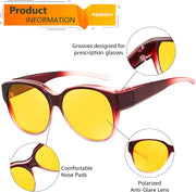 ÉÌƷͼƬ 21 | B0FX4NQCGM | FEISEDY 2Pack Night Driving Glasses Over Glasses with Yellow Lenses Fit Over Polarized Nighttime Sunglasses B0331