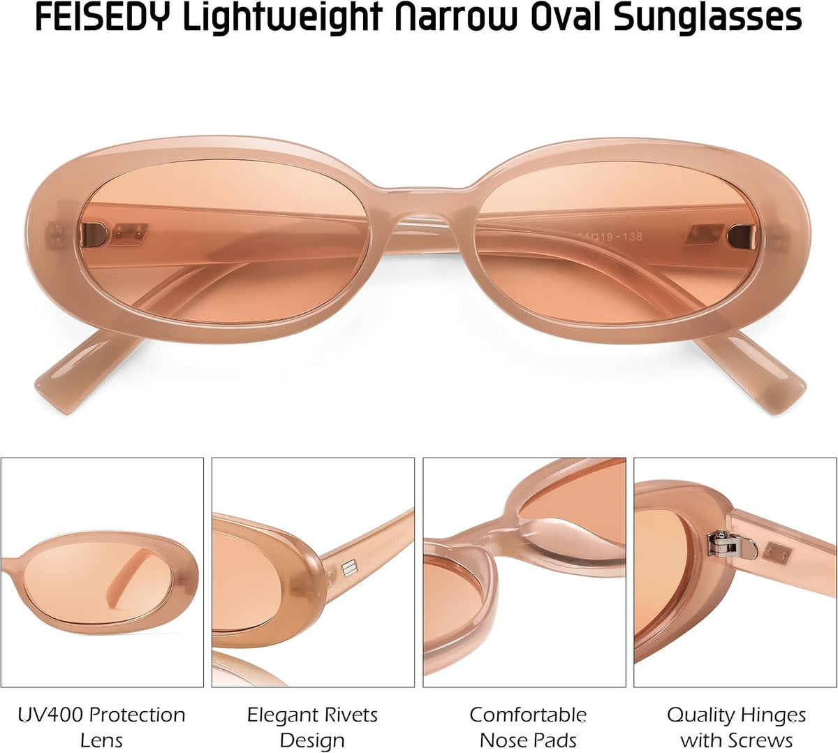 ÉÌƷͼƬ 91 | B0DTHVTKB5 | FEISEDY Retro Oval Sunglasses for Women 90s Narrow Round Lightweight Shades Y2k Trendy Sunnies B1171