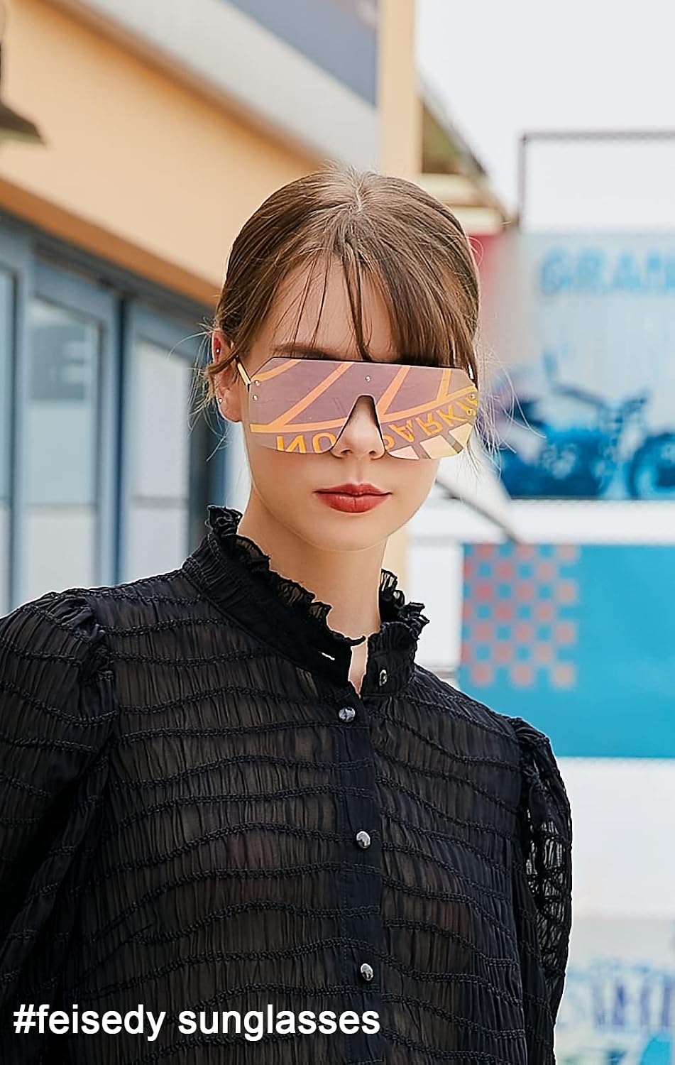 ÉÌƷͼƬ 2 | B0854JYPB2 | FEISEDY Classic Siamese One Piece Sunglasses Nice Rimless Stylish Retro Design for Women Men B2574