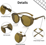 ÉÌƷͼƬ 12 | B0B6HWK6X1 | FEISEDY Classic Steampunk Sunglasses for Men Women Retro Round Gothic Shades Eyewear UV400 Protection B2957