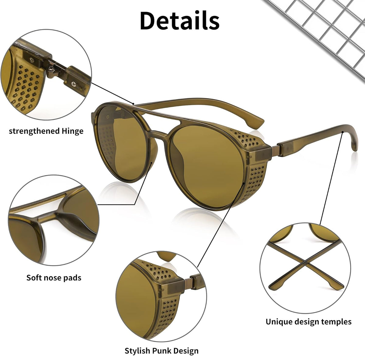 ÉÌƷͼƬ 12 | B0B6HWK6X1 | FEISEDY Classic Steampunk Sunglasses for Men Women Retro Round Gothic Shades Eyewear UV400 Protection B2957
