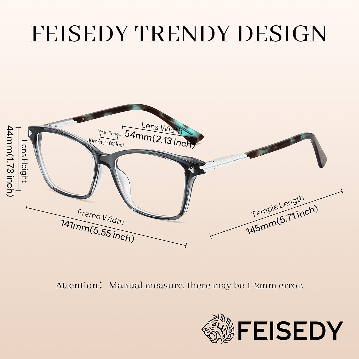 商品图片 25 | B0FZT81LLR | FEISEDY Blue Light Glasses for Women Men TR90 Computer Phone Gaming B0370 | Blue Light Blocking Glasses, Anti Eyestrain and Glare, Soft Comfortable Fit with Spring Hinges