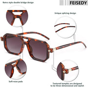 ÉÌƷͼƬ 130 | B09YTJ4FQZ | FEISEDY Vintage Square 70s Flat Aviator Sunglasses Women Men Classic Retro Stylish Frame UV400 Sunglasses B2622