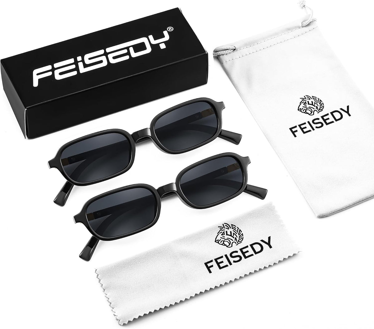 ÉÌƷͼƬ 16 | B0DX1678RX | FEISEDY Retro Rectangular Sunglasses for Women Men 90s Small Vintage Fashion Square Sunnies B0282