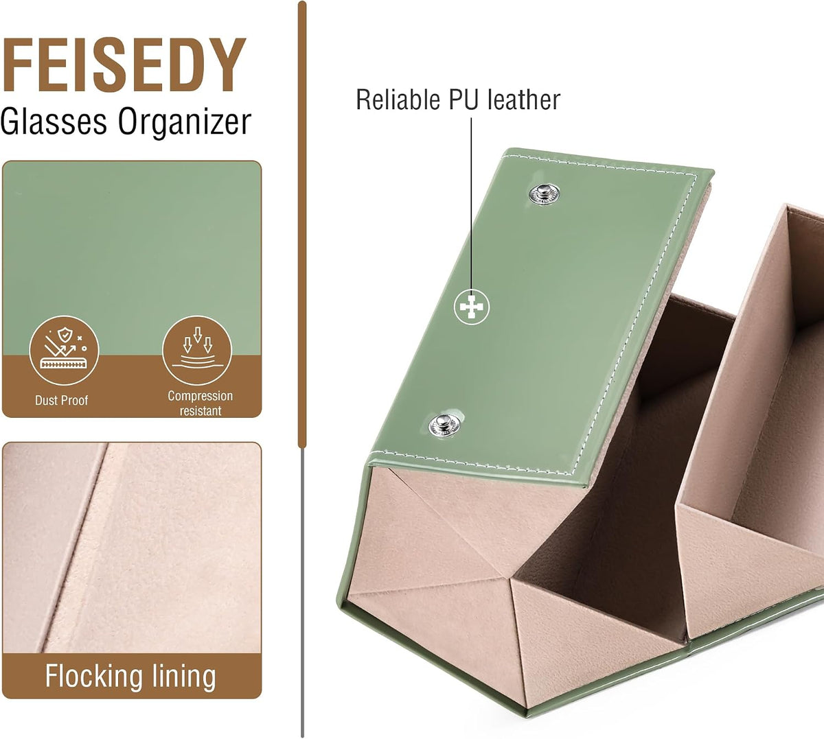 ÉÌƷͼƬ 34 | B0CSFHKMSS | FEISEDY Sunglasses Organizer 5 Slots Travel Glasses Case,Hanging Eyewear Holder Fashionable PU Leather Eyeglass Case B0087