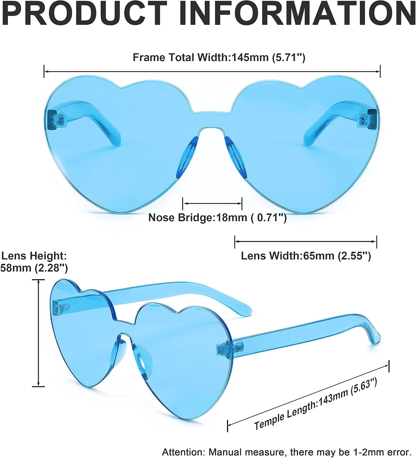 商品图片 31 | B07BLKHDRH | FEISEDY Thick Heart Sunglasses Rimless Heart Shaped Sun Glasses Women Fashion Love Glasses B2419