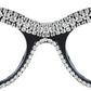 商品图片 22 | B0BLH5NHK8 | FEISEDY Diamond Blue Light Blocking Glasses Cat Eye Rhinestone Women Oversized Anti Eyestrain Computer Glasses Frame B2358